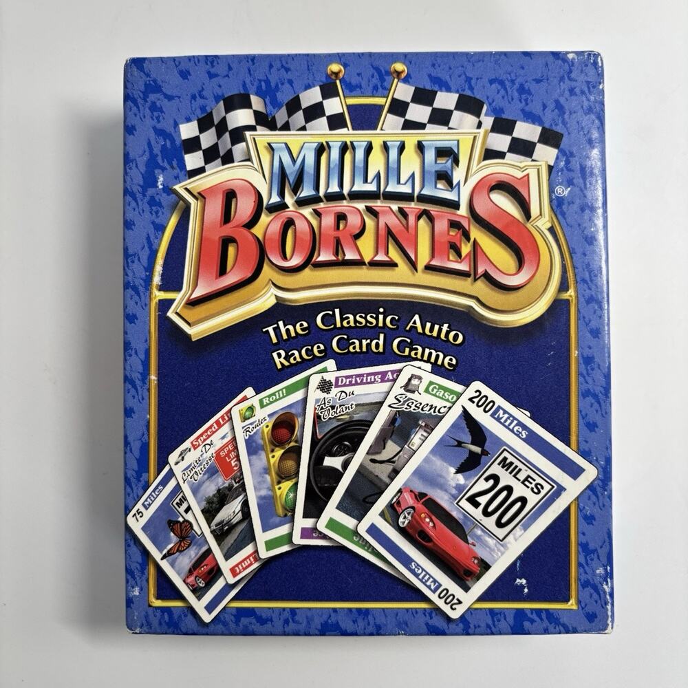 Mille Bornes Card Game with Tray COMPLETE Winning Moves 2003 Auto Race